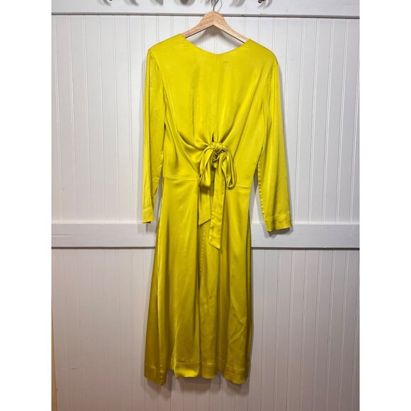 Samsoe and Samsoe Ono Long Sleeve Yellow Dress Tie Front Sulphur Spring Zip - Picture 2 of 12
